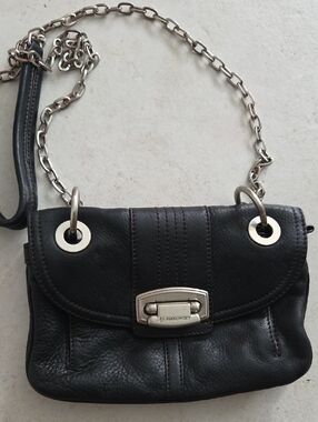 b. makowsky Black Leather Chain Crossbody Bag